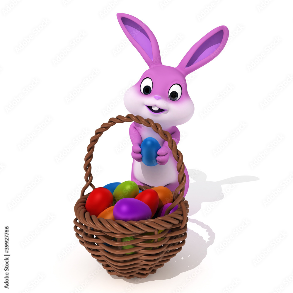 3d rendered illustration of a cute pink easter bunny