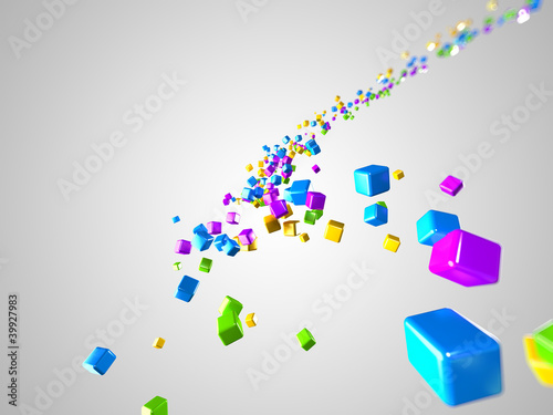 3d rendered illustration of some floating cubes