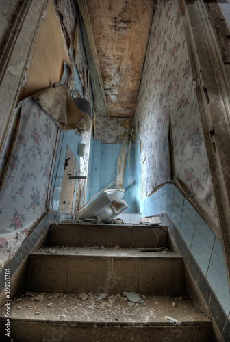 Ruined bathroom in an abandoned hotel
