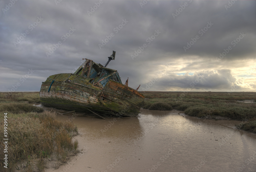 Wreck of an old fishing boat