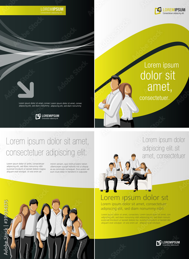 Yellow and black template with business people