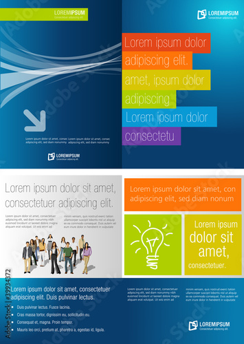 Colorful template for advertising brochure with business people