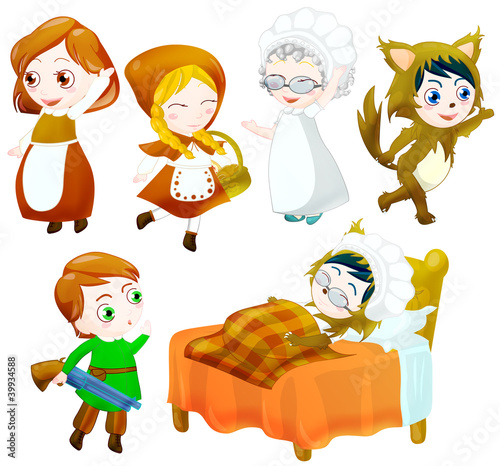 little red riding hood characters set. clipping path included
