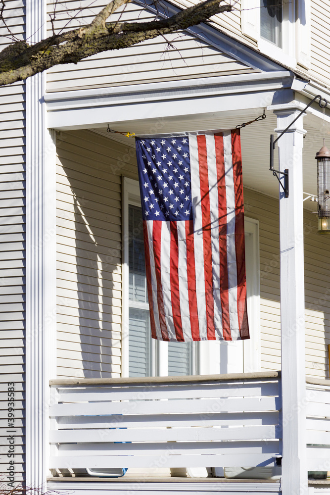 American Home with us flag for 4 of july