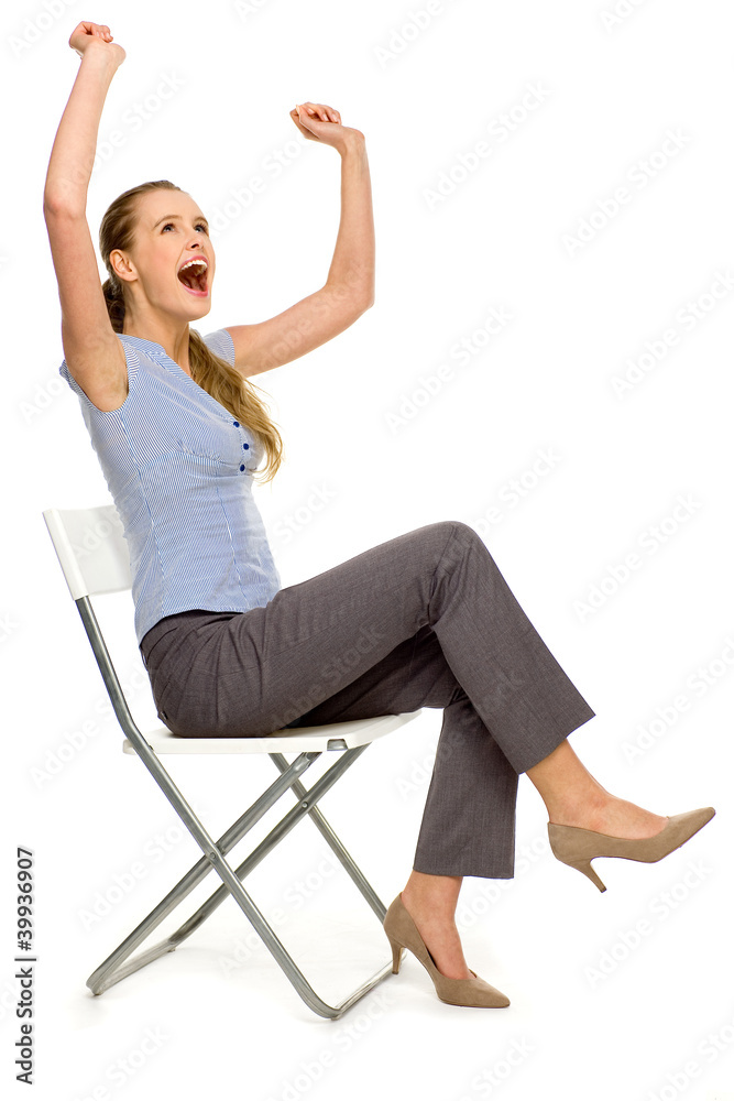 Obraz premium Woman with arms raised