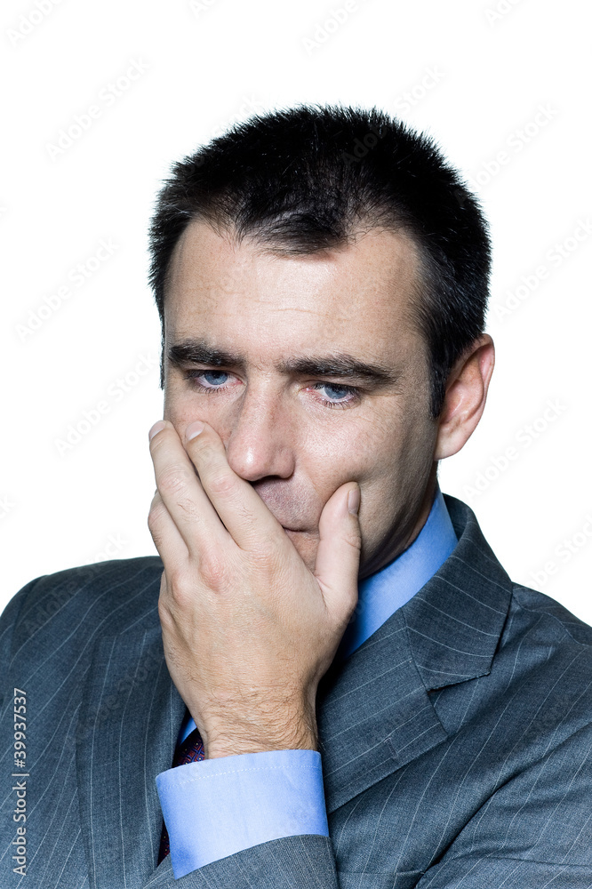 Closeup portrait of a pensive worried businessman Closeup portrait of a pensive worried businessman