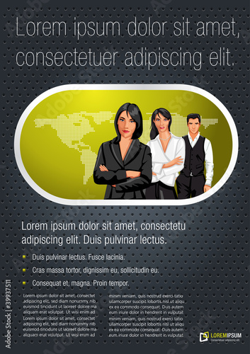 Green lime and black template with a group of business people