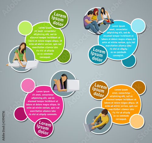 Yellow, orange and green template for advertising with students