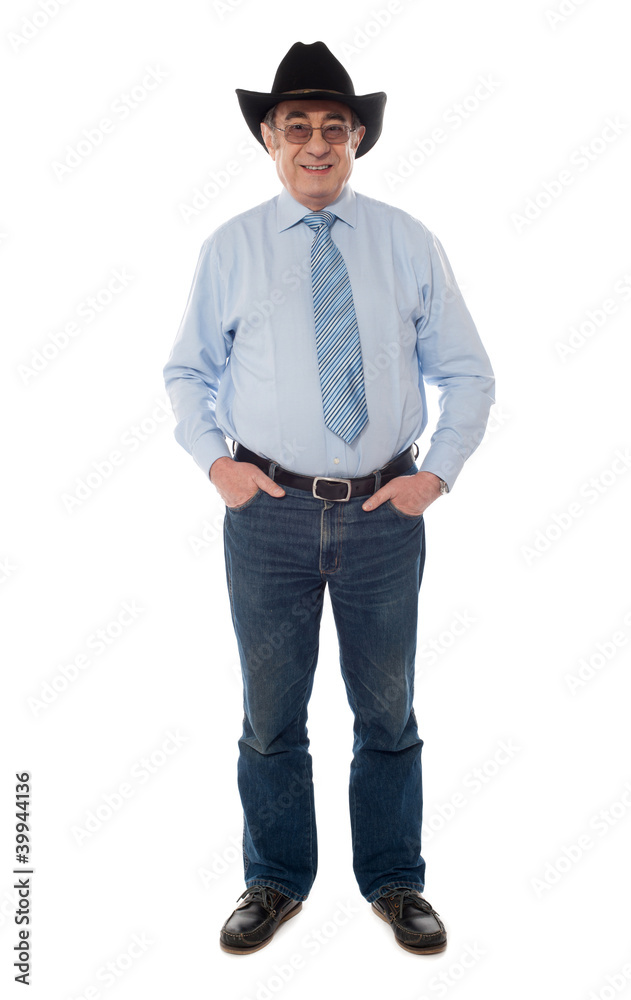 Photo portrait of senior male wearing a cowboy hat Photo portrait of senior male wearing a cowboy hat