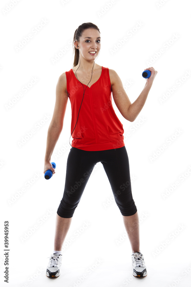Young fit woman exercising with weights Young fit woman exercising with weights