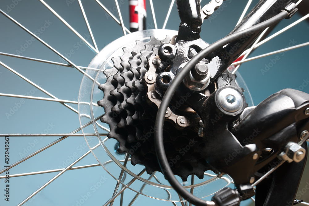 Fototapeta premium Rear bike cassette on the wheel with chain