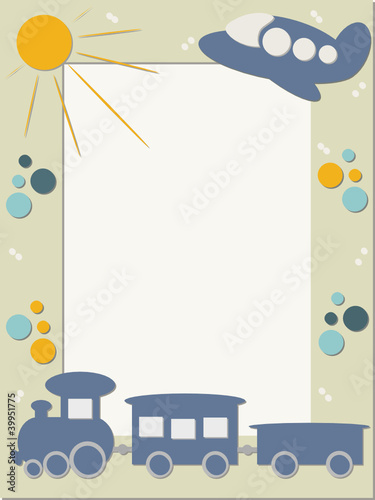 Children frame with train and plane