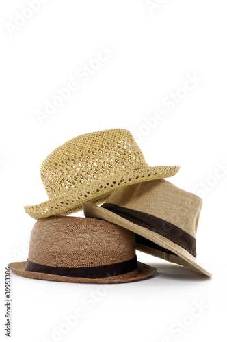 Straw hat with black band