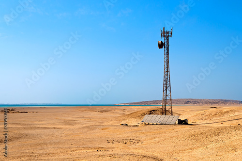 Mobile station in the desert, powered by solar panels