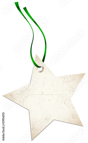 Christmas Hangtag Star Green Bow