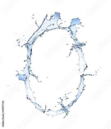 Water alphabet letter "O" isolated on white background