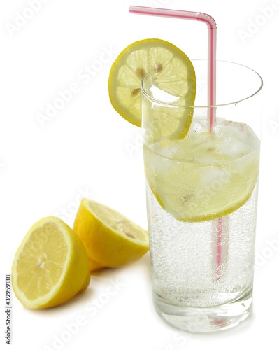 soda water with lemons as cold tasty drink