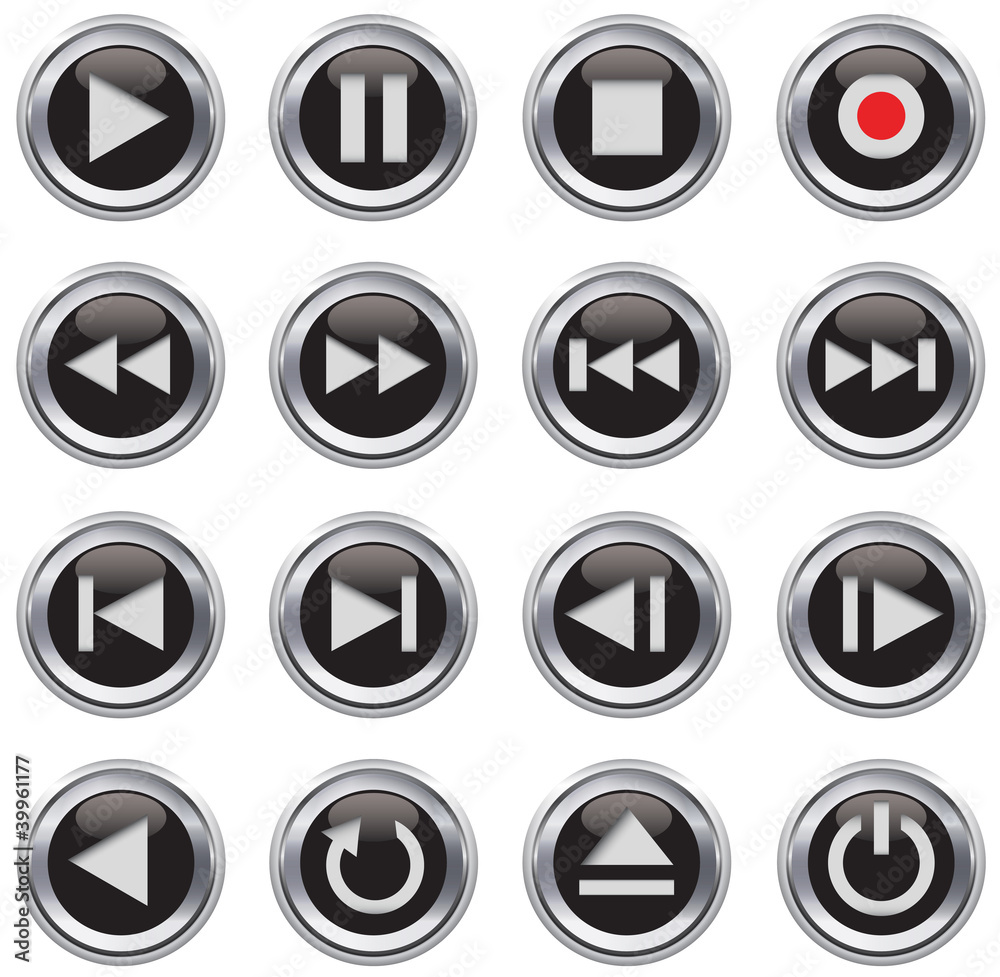 Multimedia control icon/button set Multimedia control icon/button set