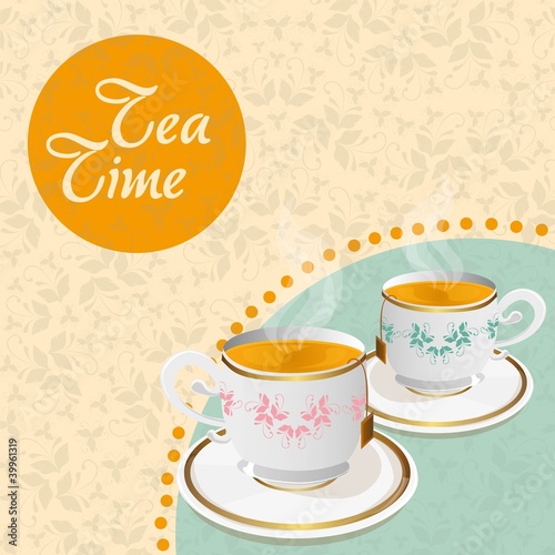 teacups floral background