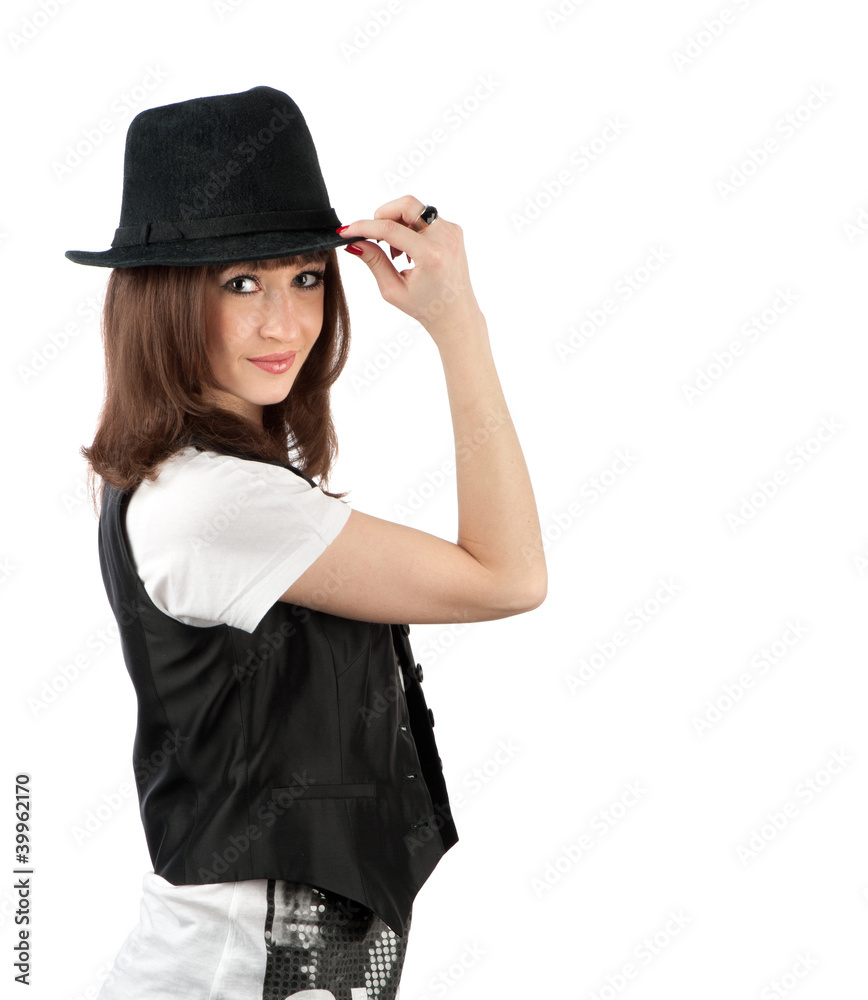 Portrait of beautiful girl in hat Portrait of beautiful girl in hat