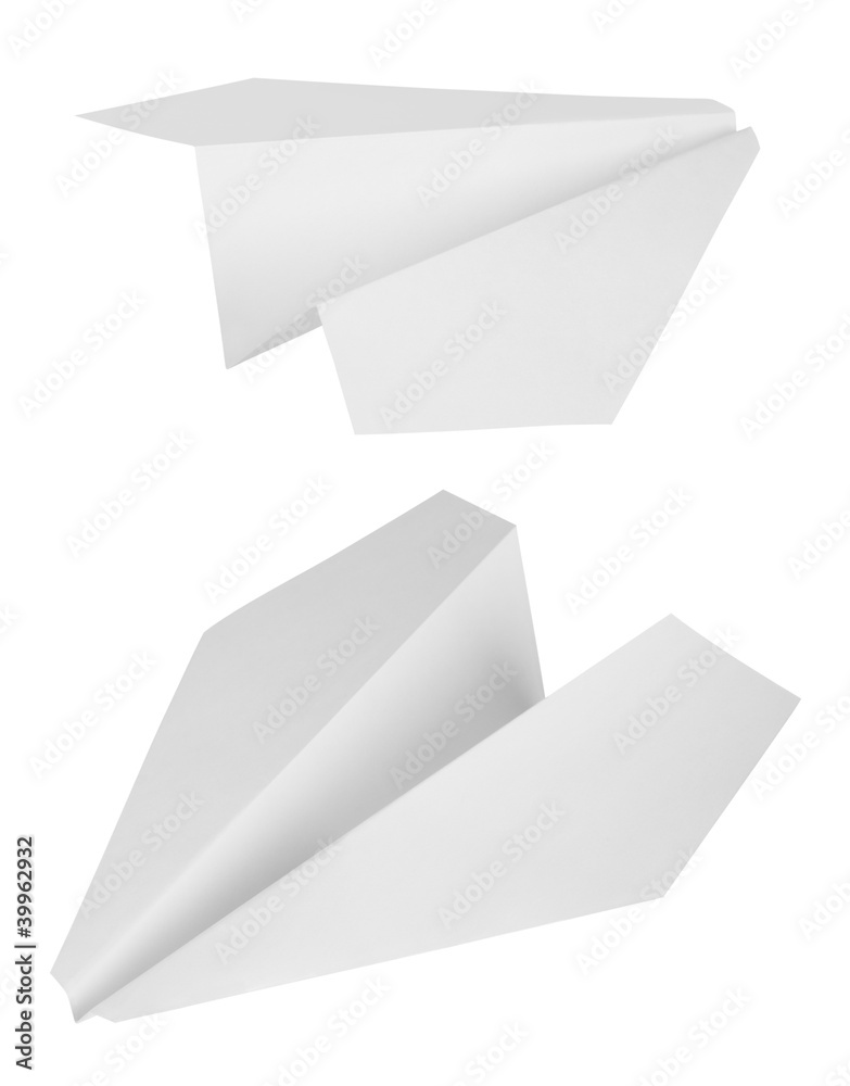 Two paper planes isolated on a white Two paper planes isolated on a white