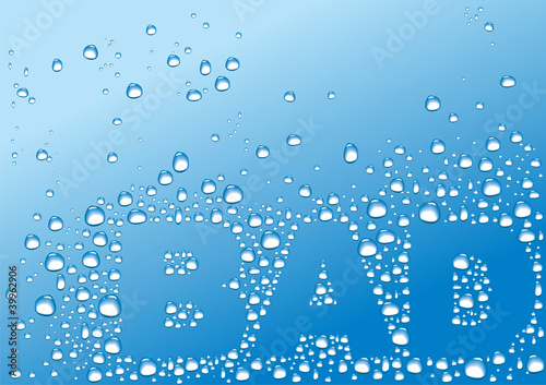 Badezimmer, Schriftzug mit Wassertropfen