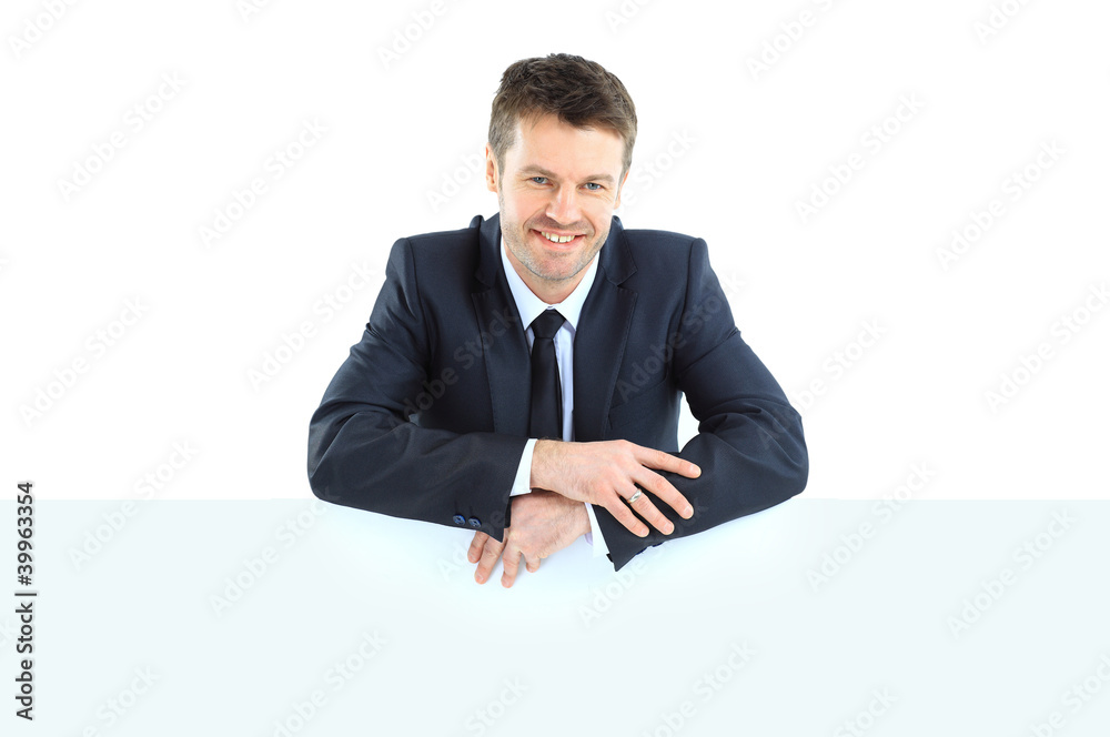 Portrait of happy smiling young business man