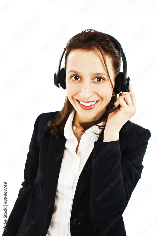 Smiling pretty business woman with headset Smiling pretty business woman with headset