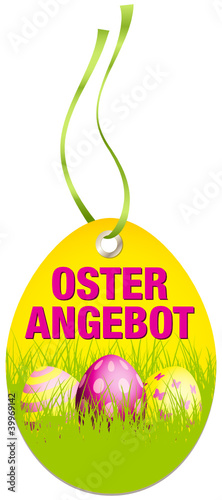 Hangtag Osterangebot Ostereier gelb/pink