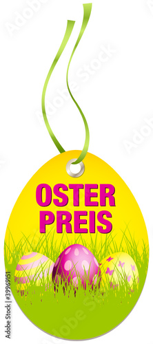 Hangtag Osterpreis Ostereier gelb/pink