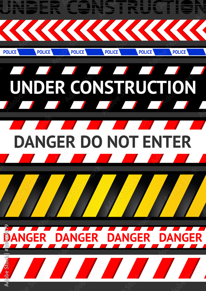 Caution tapes, seamless strip. Warning line Caution tapes, seamless strip. Warning line