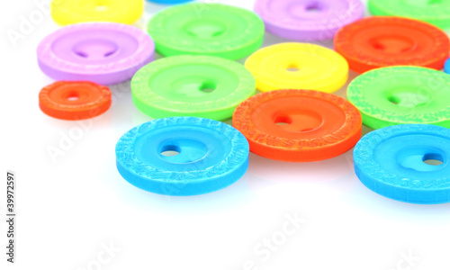 bright sewing buttons isolated on white