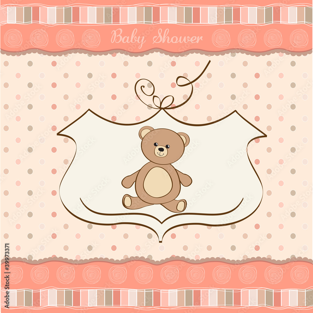 romantic baby shower card with teddy bear