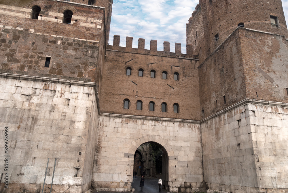 The City Gate near the Appian Way in Rome Italy
