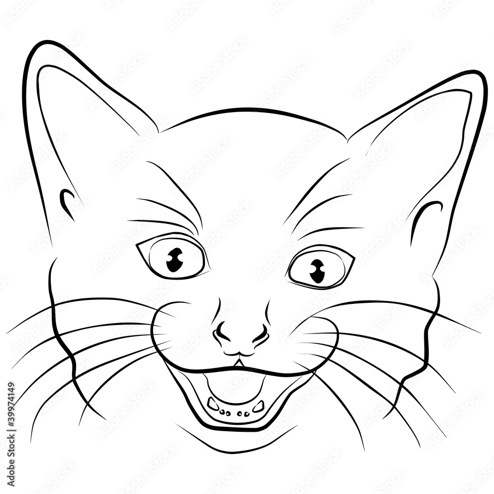 cat head isolated  - freehand, vector illustration