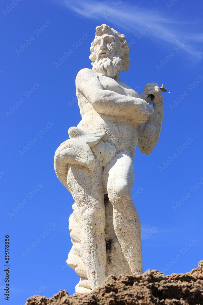 Poseidon statue, Plaka beach, Zakynthos island