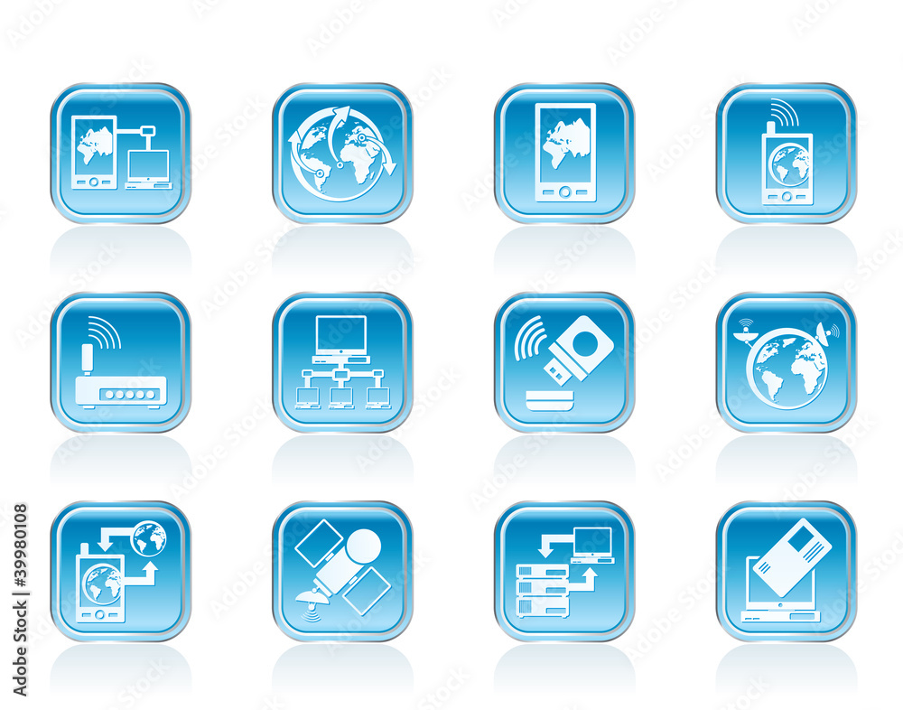 communication, computer and mobile phone icons communication, computer and mobile phone icons