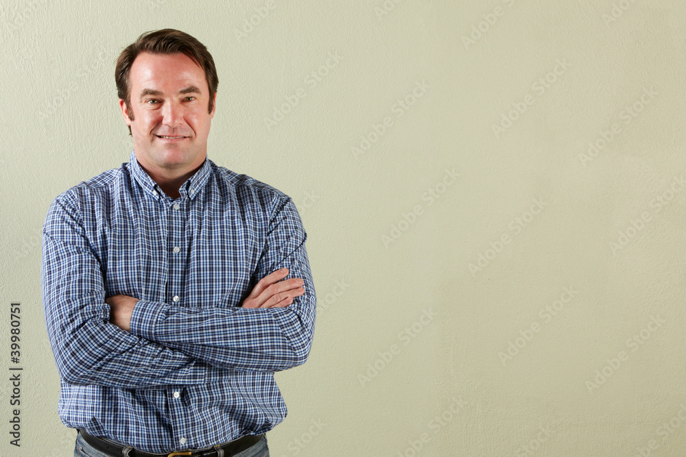 Studio Shot Of Relaxed Middle Aged Man Studio Shot Of Relaxed Middle Aged Man