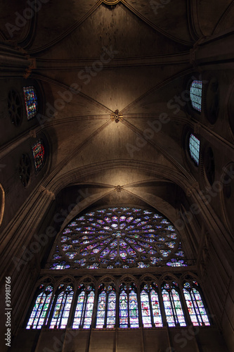 stained glass, rose window