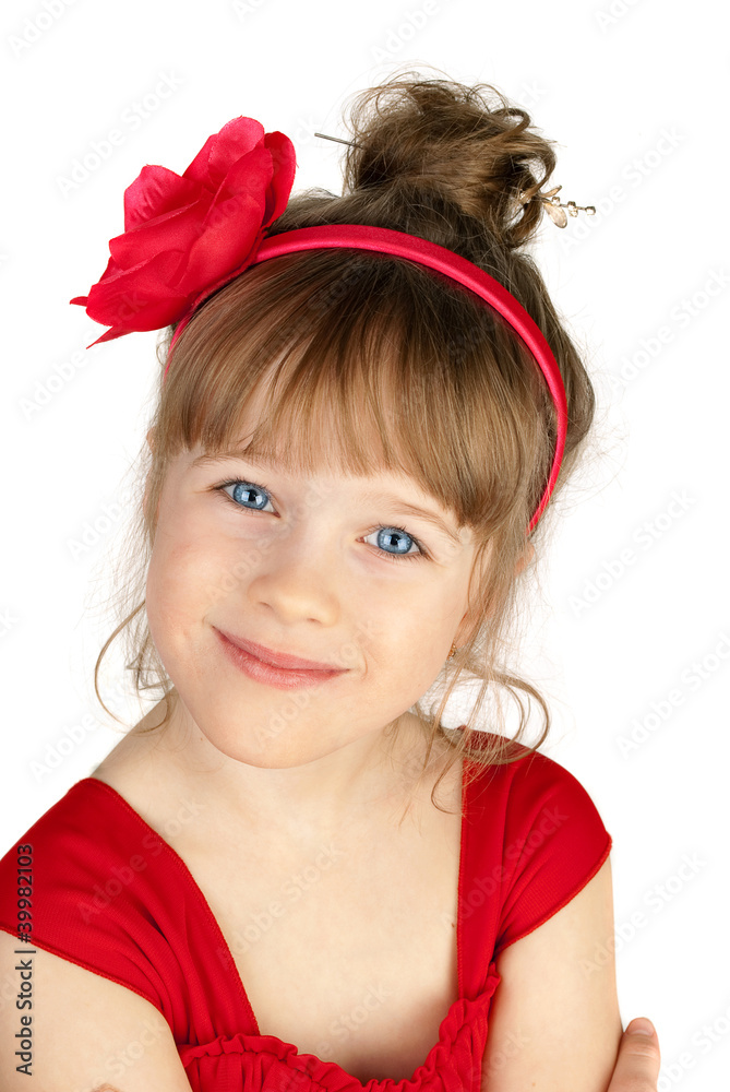 Happy little pretty girl in spanish red dress Happy little pretty girl in spanish red dress