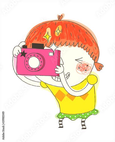close-up of girl holding camera