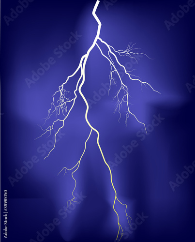 bright lightning in lilac sky illustration