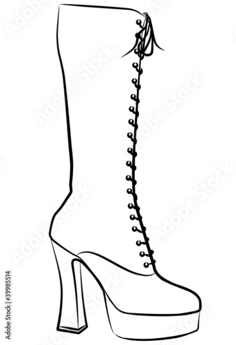woman boot - freehand, vector illustration