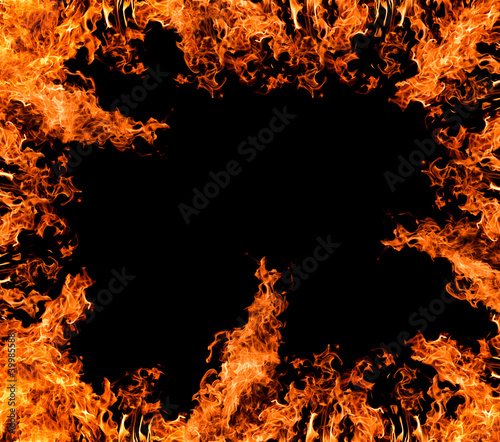 orange fire isolated on black frame