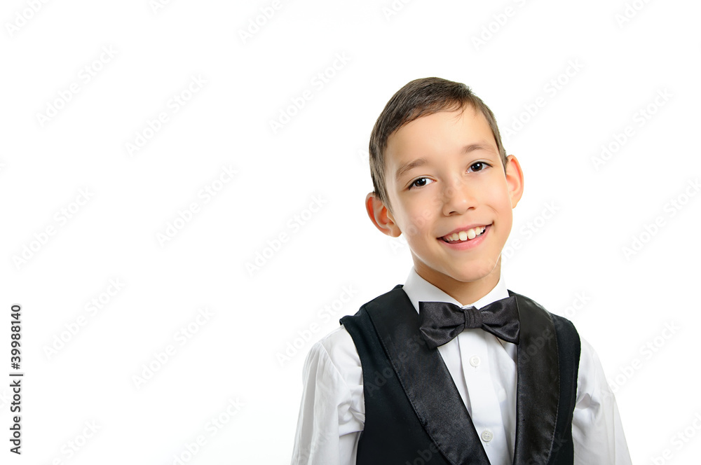 school boy in black suit isolated on white school boy in black suit isolated on white