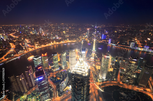 overlooking shanghai at night