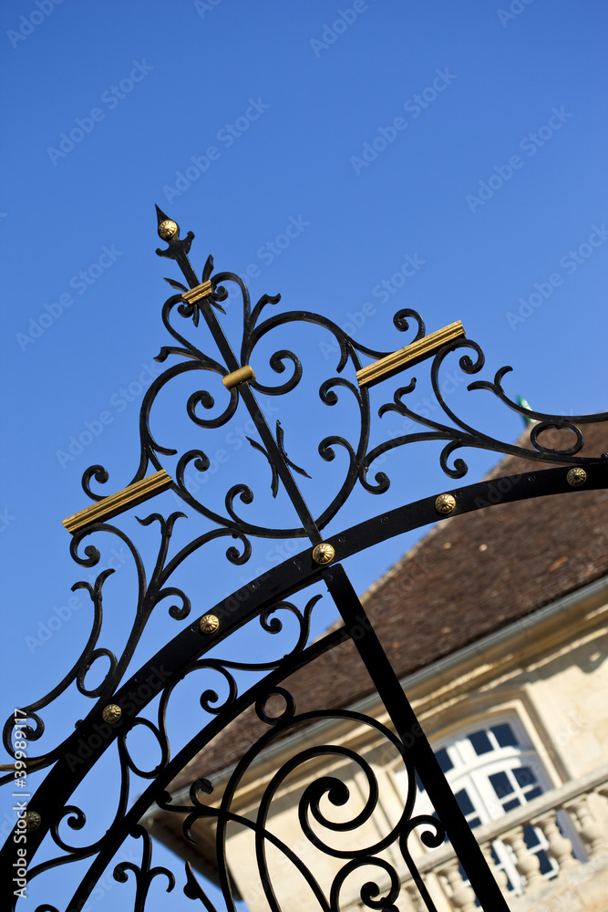 Portail, maison, immobilier, fer forgé, entrée, luxe, habitat Portail, maison, immobilier, fer forgé, entrée, luxe, habitat