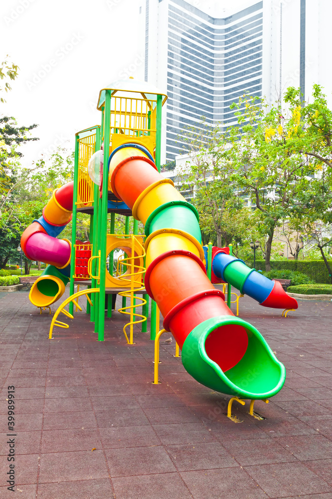 Colorful playground in a city