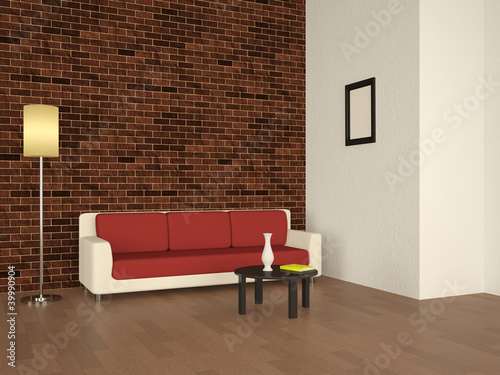 Interior with a sofa