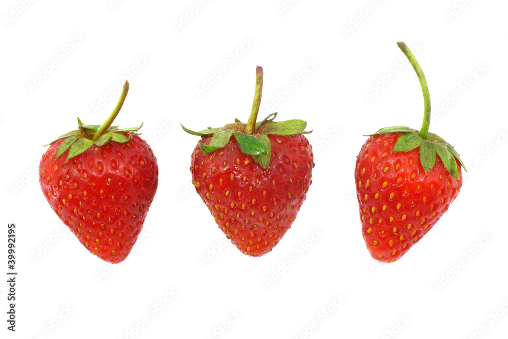 Three strawberries on white background Three strawberries on white background